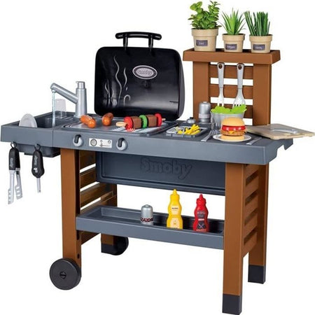 Smoby - Cucina da Giardino - Cucina da Esterno Evolutiva - Griglia Con Fiamme Magiche A Scomparsa - 40 Accessori