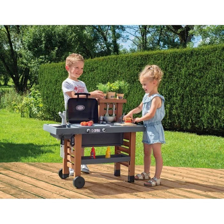 Smoby - Cucina da Giardino - Cucina da Esterno Evolutiva - Griglia Con Fiamme Magiche A Scomparsa - 40 Accessori