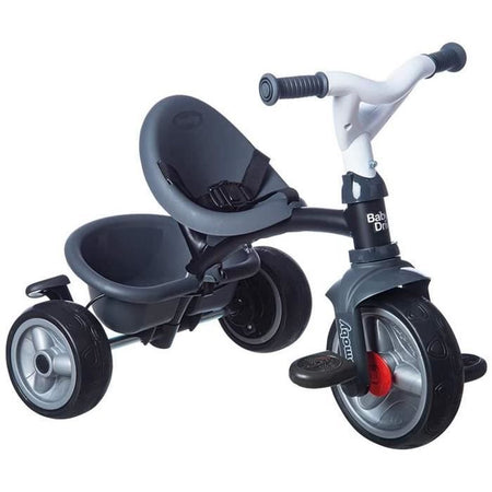 Smoby - Triciclo Baby Driver Plus Grigio - Bici Evolutiva Per Bambini Da 10 Mesi - Ruote Silenziose - Freno di Stazionamento