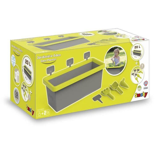 Smoby Jardinere Eden guarnito 20L: pala + rastrello + pianta + 4 segni