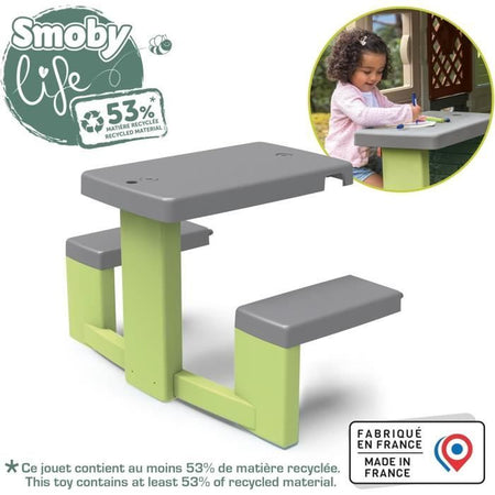 Smoby Life - Tavolo da picnic adattabile alle casette Smoby - 2 panche