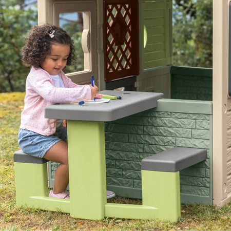 Smoby Life - Tavolo da picnic adattabile alle casette Smoby - 2 panche