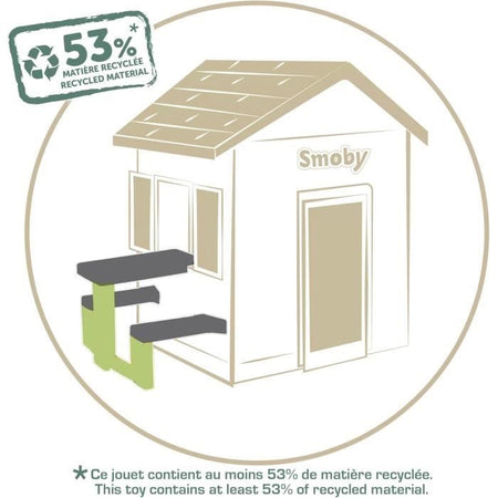 Smoby Life - Tavolo da picnic adattabile alle casette Smoby - 2 panche
