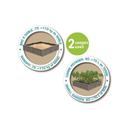 Smoby BAC Square Garden 2 in 1: sabbia e patch vegetale quadrata - 76x76 cm - Tarpaulin fondato fornito