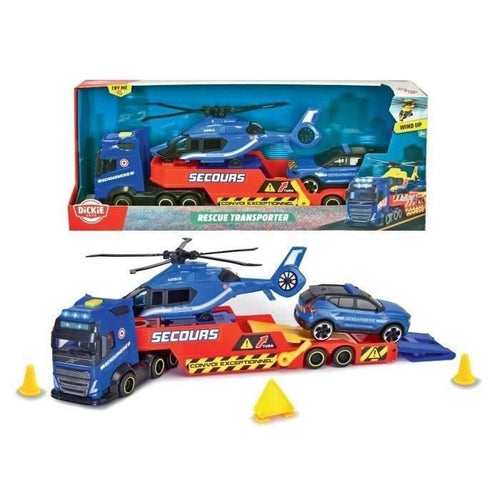Dickie - Camion da trasporto da 40 cm + Elicottero + Veicolo della Gendarmeria - A partire da 3 anni