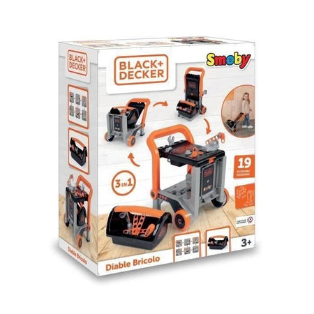 Smoby - Black+Decker - Carrello manuale + scatola 3 in 1