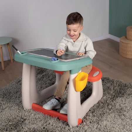 Piccola Scrivania per Scolaro - Smoby - 80 Accessori Inclusi - Verde - 63 x 69 x 58 - dai 3 anni in su
