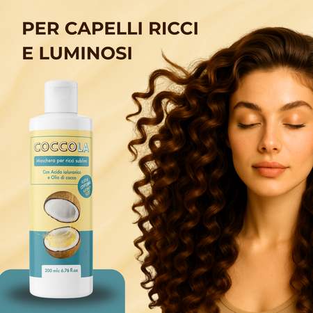 Coccola Maschera Capelli Ricci – Trattamento Professionale con Cheratina – Nutre, Districa e Idrata – Per Capelli Secchi, Crespi e Ribelli – 200ml – AlohaLabs
