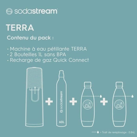 SODASTREAM TERRANLV - TERRA Black Machine Pack 2 bombole LV + 1 bombola di scambio CQC