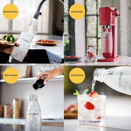 Distributore acqua frizzante - SODASTREAM - ART Mandarine - Con 1 bombola da 1 L, compatibile lavastoviglie + 1 ricarica gas da 60 L