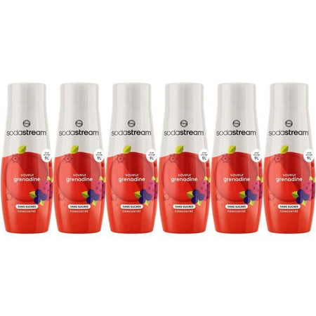 Concentrati SODASTREAM - Confezione da 6 concentrati di granatina senza zucchero - Fino a 54 litri di bevande - 440 ml