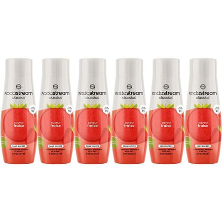 Concentrati SODASTREAM - Confezione da 6 Concentrati di Fragola Senza Zucchero - Fino a 54L di Bevande - 440 ml