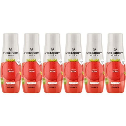 Concentrati SODASTREAM - Confezione da 6 Concentrati di Fragola Senza Zucchero - Fino a 54L di Bevande - 440 ml