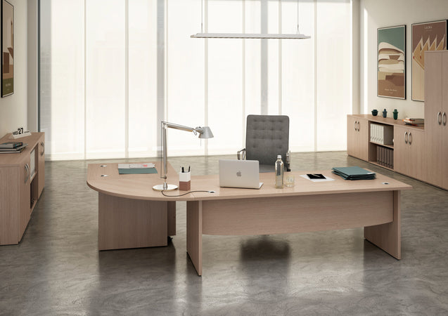 Scrivania per ufficio direzionale con fianchi in melaminico cm. 190x96x73h