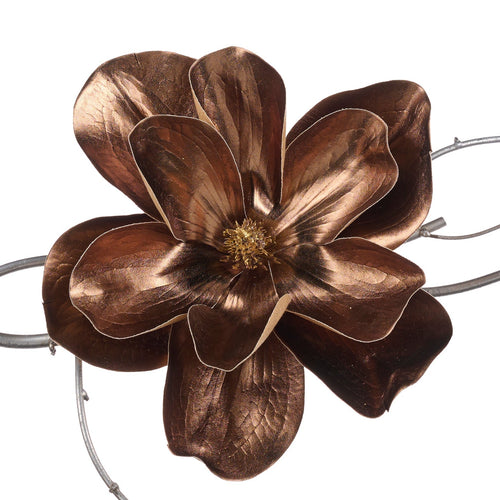 Fiore decorativo magnolia color marrone per decorazioni e composizioni di fiori da 12.5 cm