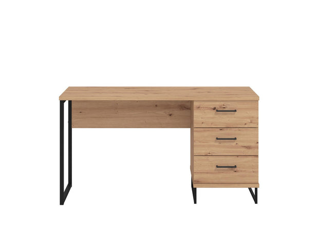 Scrivania "Spain" con cassettiera, color rovere, con 2 cassetti, struttura in truciolare rivestito, 137.5 x 56 x 75 cm