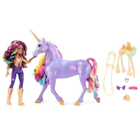 SPIN MASTER UNICORNO CON FUNZIONI 28 CM WILDSTAR + BAMBOLA 24 CM Unicorn Academy