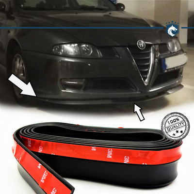 SPOILER SAMURAI ADESIVO PARAFANGO LABBRO UNIVERSALE PROTEZIONE GOMMA TUNING RACING NERO 2,5MT