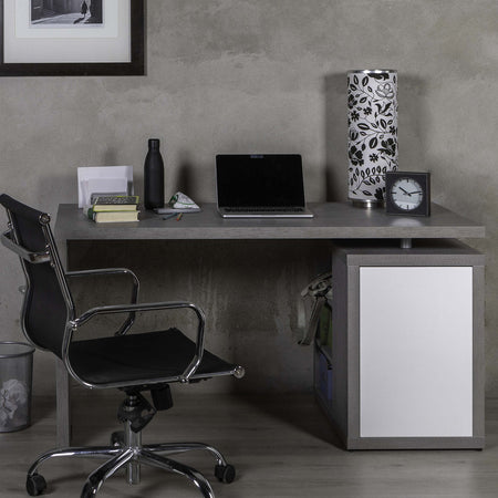 Scrivania per ufficio e stanzetta, con anta e 3 ripiani a giorno da 140 cm