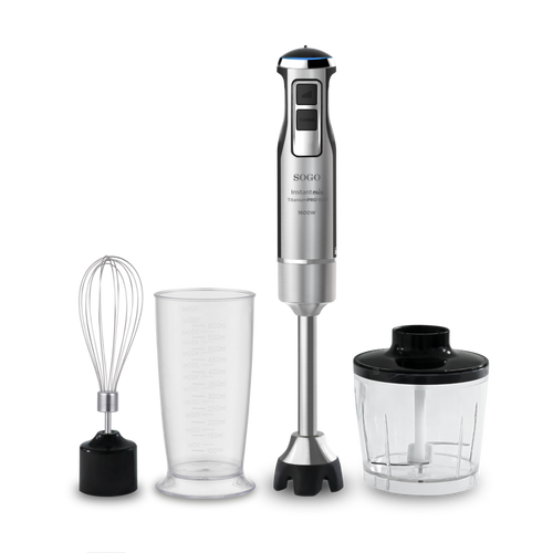 Frullatore a immersione in acciaio inox con sistema di regolazione continua, 3 accessori - 1600 W