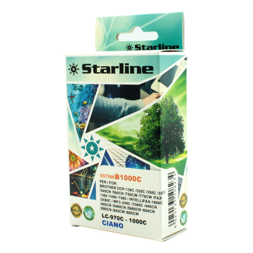 Cartuccia Ink Ciano Per Print C/Brother Lc1000C Lc970C