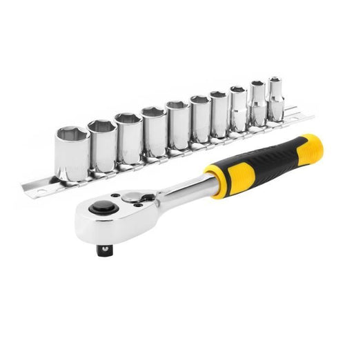CRICCHETTO STANLEY 72 DENTI - 1/4 + 10 BUSSOLE - 11 PZ