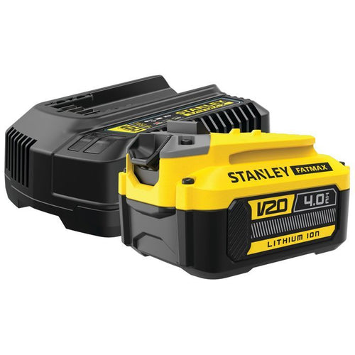 Starter Kit - STANLEY FATMAX V20 - SFMCB14M1-QW - Caricabatterie 2A + 1 Batteria 18V 4Ah