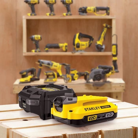 Starter Kit - STANLEY FATMAX V20 - SFMCB10D1-QW - Caricabatterie 1,25A + 1 batteria 18V 2Ah