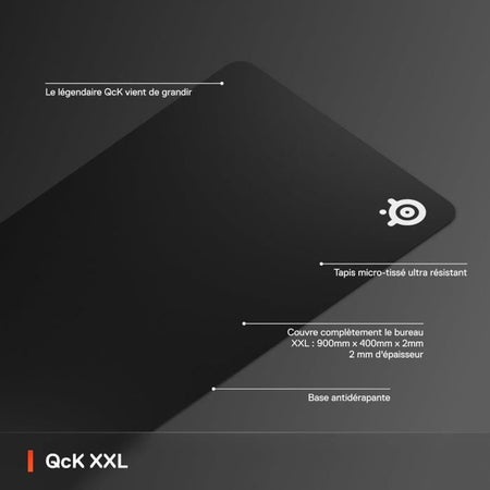 Tappetino per mouse da gioco - STEELSERIES - QCK XXL - Con superficie microtessuta - 900 x 400 mm x 2 mm - Nero