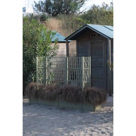 Fioriera Ethica rettangolare 80 cm con traliccio verde