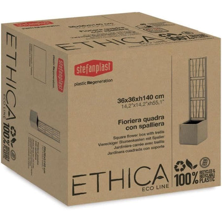 Fioriera - ETHICA - Grafite - Quadrata con traliccio - 38 L - STEFANPLAST