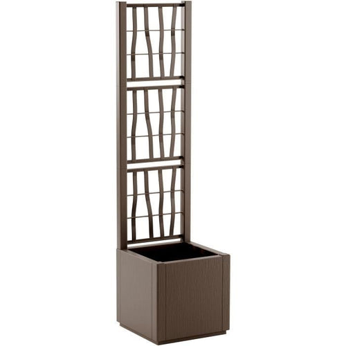 Fioriera - ETHICA - Taupe - Quadrata con traliccio - 38 L - STEFANPLAST