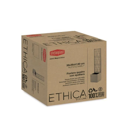 STEFANPLAST - Fioriera Deluxe - quadrata con rete grigio pietra - 43x43xh142cm