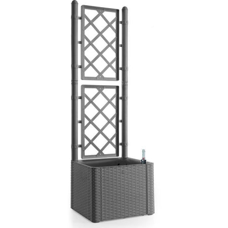 STEFANPLAST - Fioriera Deluxe - quadrata con rete grigio pietra - 43x43xh142cm