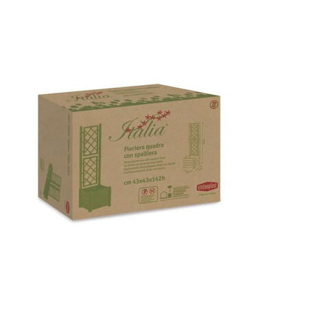 Fioriera quadrata con traliccio ITALIA - 30L - Plastica - Antracite