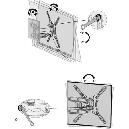 Regolazione estensibile. Supporto sottile per TV - Acciaio - SHO 7600