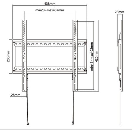 Supporto TV fisso - SLIM - Acciaio - SHO 5200