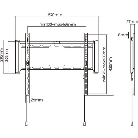 Supporto TV fisso - SLIM - Acciaio - SHO 7200