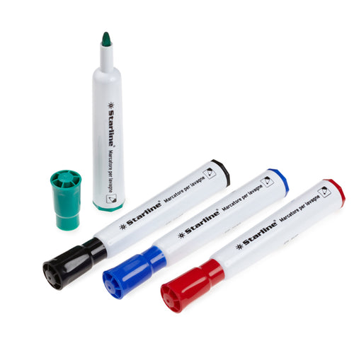 Busta 4 Marcatori Per Lavagne Punta Tonda 2Mm Colori Assortiti Starline