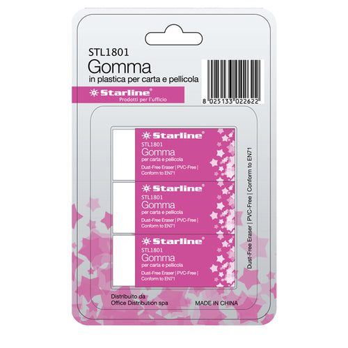 Blister 3 Gomme Bianche Per Matita Starline