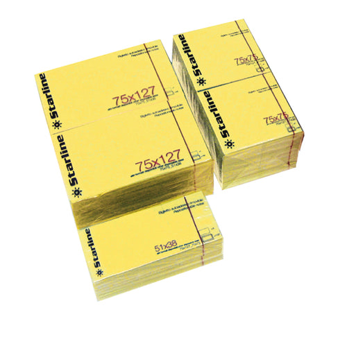 Blocchetto Biglietti Adesivi Giallo 75X125Mm 100Fg 70Gr Starline
