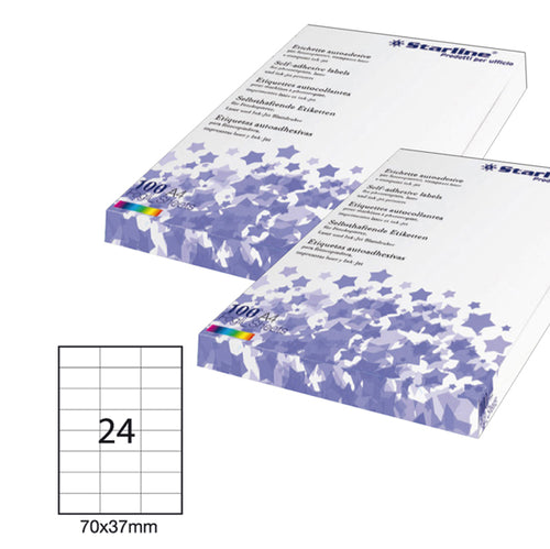 Etichetta Adesiva Bianca 100Fg A4 70X37Mm (24Et/Fg Starline