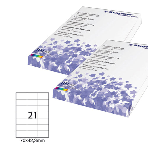 Etichetta Adesiva Bianca 100Fg A4 70X42,3Mm (21Et/Fg Starline