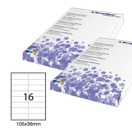 Etichetta Adesiva Bianca 100Fg A4 105X36Mm (16Et/Fg Starline