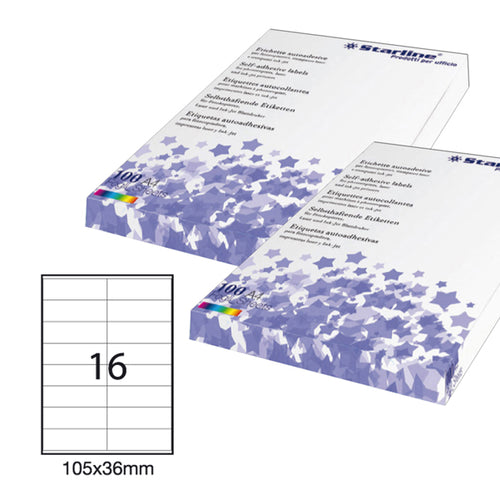 Etichetta Adesiva Bianca 100Fg A4 105X36Mm (16Et/Fg Starline