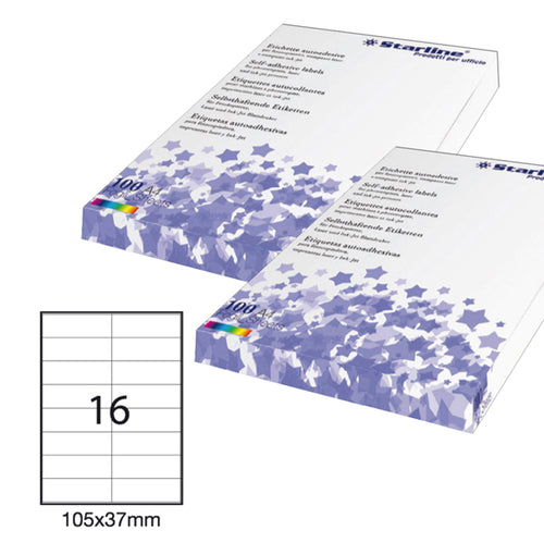 Etichetta Adesiva Bianca 100Fg A4 105X37Mm (16Et/Fg Starline