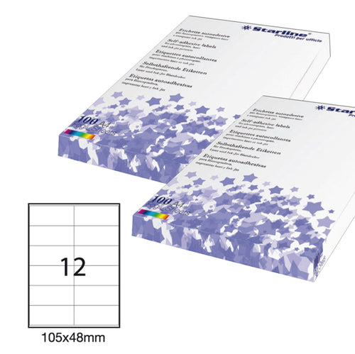 Etichetta Adesiva Bianca 100Fg A4 105X48Mm (12Et/Fg Starline