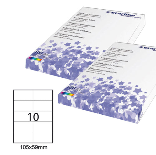 Etichetta Adesiva Bianca 100Fg A4 105X59Mm (10Et/Fg Starline