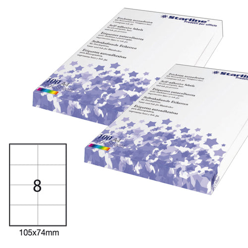 Etichetta Adesiva Bianca 100Fg A4 105X74Mm (8Et/Fg Starline