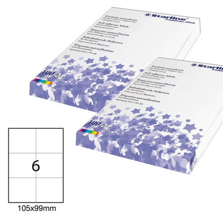 Etichetta Adesiva Bianca 100Fg A4 105X99Mm (6Et/Fg Starline